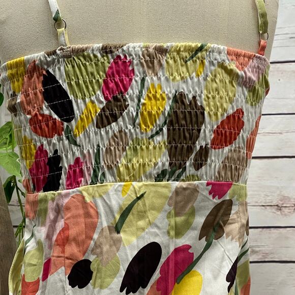 Rockabilly PinUp Spaghetti Strap Summer Dress Floral Elastic Back Pockets XS - Picture 7 of 9